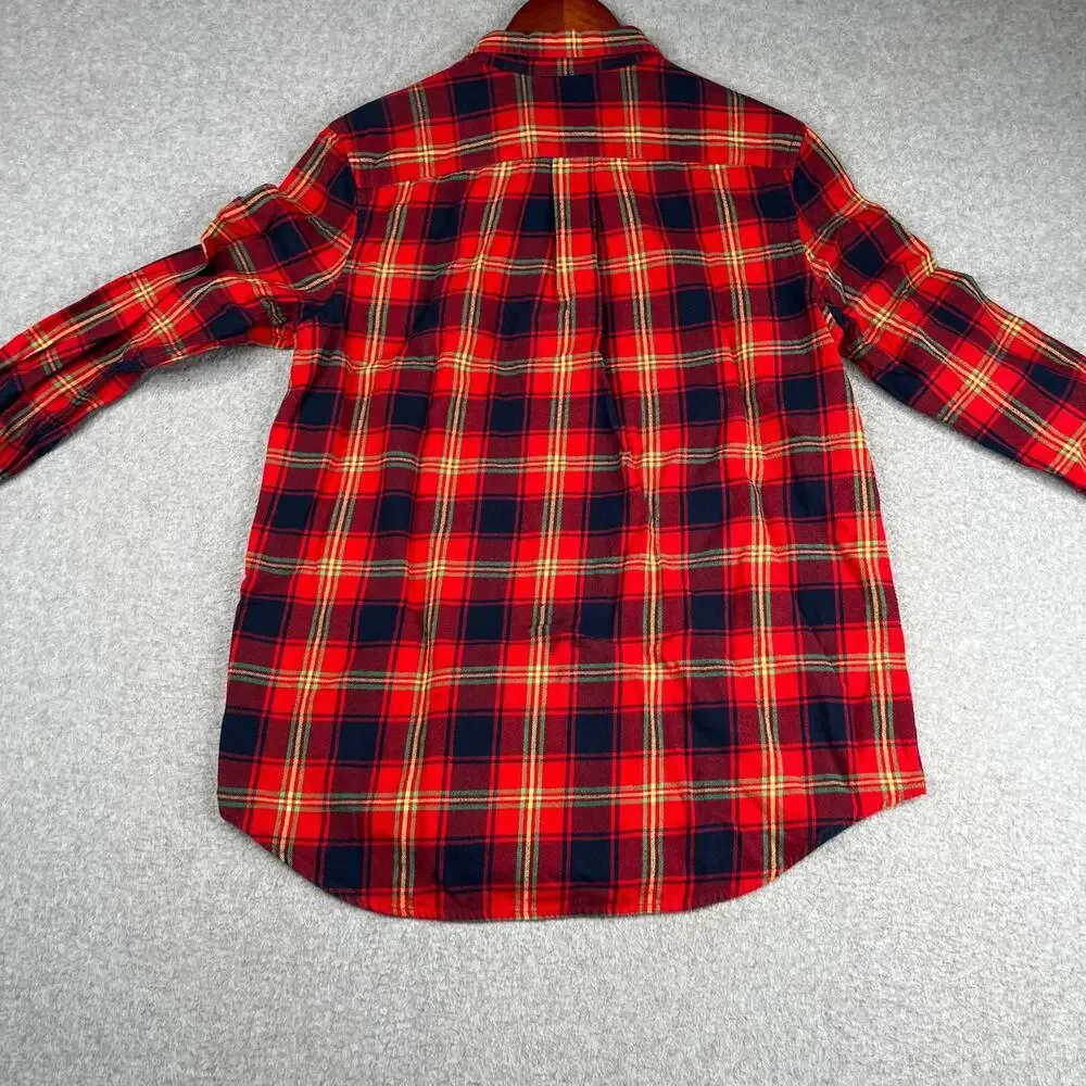 Ralph Lauren Shirt Youth XL Red Blue Tartan Plaid Pony Long Sleeve